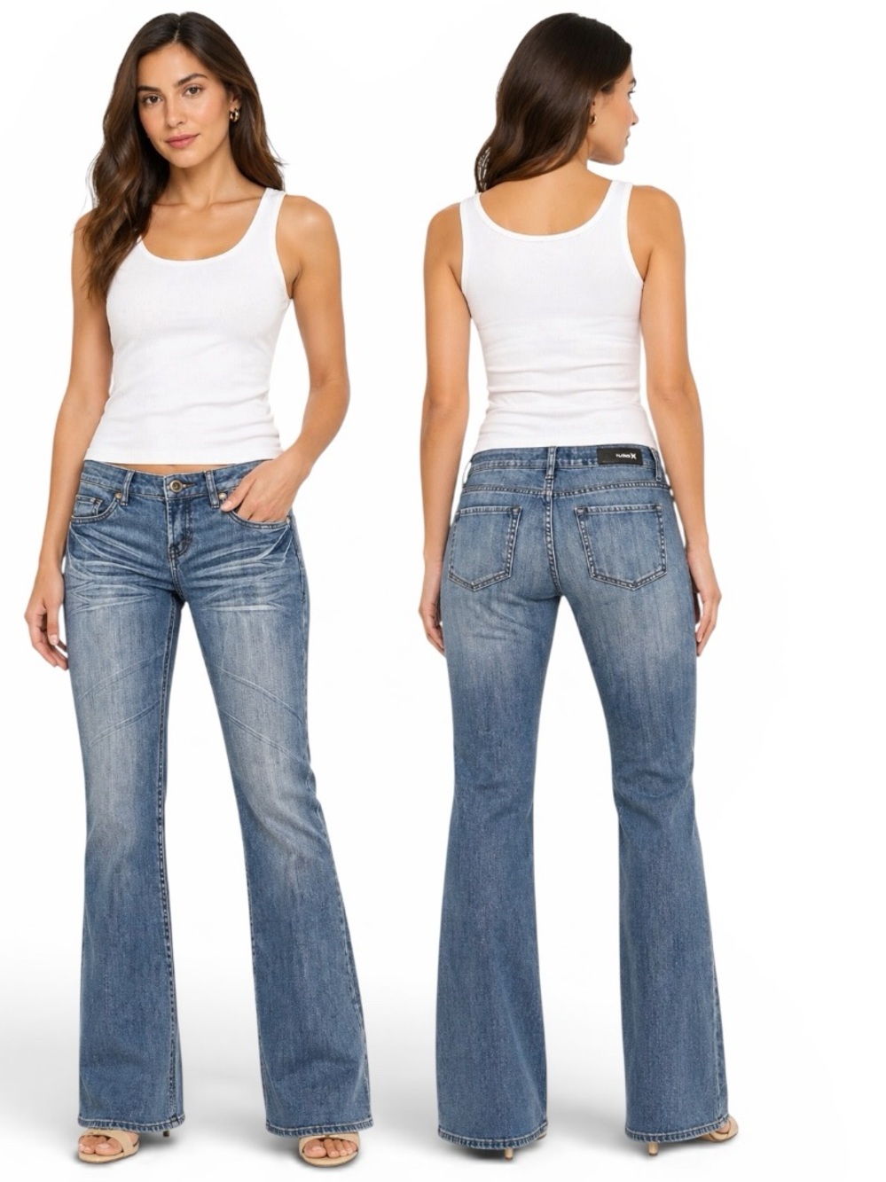 Hurley‎ Y2K Low Rise Bootcut Jeans Distressed Medium Wash Size 26